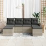 Conjunto de sofá de jardín con cojín 6 pcs Gris Claro Poliratán