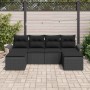 Conjunto de sofá de jardín con cojín 6 pcs Negro Poliratán