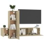 3-teiliges Wohnzimmermöbel-Set aus Sonoma-Eiche von vidaXL, TV-Möbel - Ref: Foro24-3078971, Preis: 114,68 €, Rabatt: %