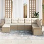 Conjunto de sofá de jardín con cojín 8 pcs Beige Poliratán