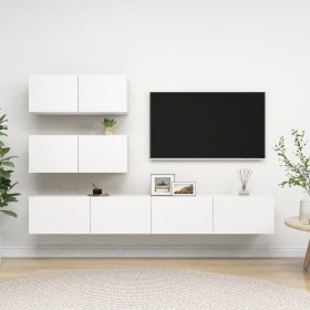 4-teiliges Parkett-TV-Wohnzimmermöbel-Set weiß von vidaXL, TV-Möbel - Ref: Foro24-3078711, Preis: 200,91 €, Rabatt: %
