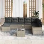 Conjunto de sofá de jardín con cojín 9 pcs Gris Poliratán