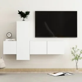 3-piece engineered wood living room TV furniture set in white by vidaXL, TV Furniture - Ref: Foro24-3078654, Price: 123,52 €,...