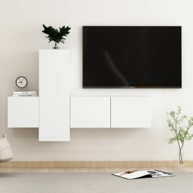 3-teiliges Holzwerkstoff-Wohnzimmer TV-Möbelset weiß von vidaXL, TV-Möbel - Ref: Foro24-3078654, Preis: 121,90 €, Rabatt: %