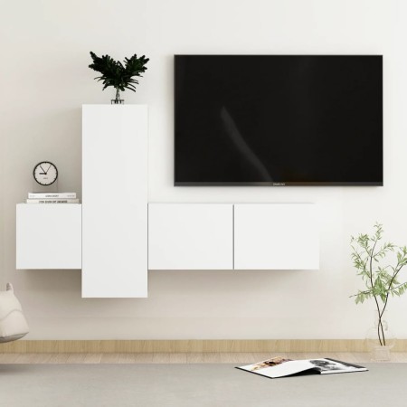 3-teiliges Holzwerkstoff-Wohnzimmer TV-Möbelset weiß von vidaXL, TV-Möbel - Ref: Foro24-3078654, Preis: 121,90 €, Rabatt: %