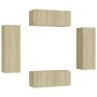 Living room TV furniture set 4 pieces engineered wood Sonoma oak by vidaXL, TV Furniture - Ref: Foro24-3078981, Price: 171,12...