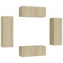 Wohnzimmer-TV-Möbelset, 4-teilig, Holzwerkstoff, Sonoma-Eiche von vidaXL, TV-Möbel - Ref: Foro24-3078981, Preis: 167,85 €, Ra...