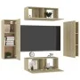 Living room TV furniture set 4 pieces engineered wood Sonoma oak by vidaXL, TV Furniture - Ref: Foro24-3078981, Price: 171,12...
