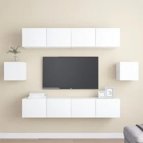 6-teiliges TV-Wohnzimmermöbelset aus weißem Holzwerkstoff von vidaXL, TV-Möbel - Ref: Foro24-3078683, Preis: 243,26 €, Rabatt: %