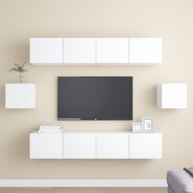 6-teiliges TV-Wohnzimmermöbelset aus weißem Holzwerkstoff von vidaXL, TV-Möbel - Ref: Foro24-3078683, Preis: 225,67 €, Rabatt: %