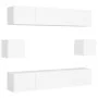 White engineered wood 6-piece TV living room furniture set by vidaXL, TV Furniture - Ref: Foro24-3078683, Price: 243,26 €, Di...