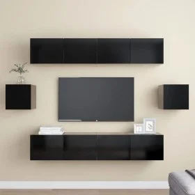 6-teiliges TV-Wohnzimmermöbelset aus schwarzem Holzwerkstoff von vidaXL, TV-Möbel - Ref: Foro24-3078788, Preis: 218,54 €, Rab...