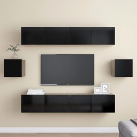 6-teiliges TV-Wohnzimmermöbelset aus schwarzem Holzwerkstoff von vidaXL, TV-Möbel - Ref: Foro24-3078788, Preis: 210,38 €, Rab...