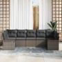 Conjunto de sofá de jardín con cojín 7 pcs Gris Poliratán