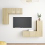 4-teiliges Wohnzimmermöbel-Set aus Sonoma-Eiche von vidaXL, TV-Möbel - Ref: Foro24-3079004, Preis: 167,85 €, Rabatt: %