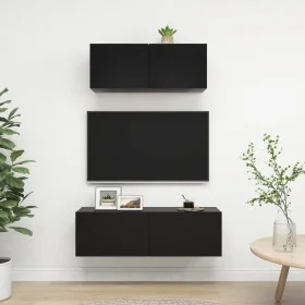 Set de muebles de salón TV 2 pzas madera de ingeniería negro de vidaXL, Muebles TV - Ref: Foro24-3078807, Precio: 113,51 €, D...