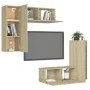 4-teiliges Wohnzimmermöbel-Set aus Sonoma-Eiche von vidaXL, TV-Möbel - Ref: Foro24-3079004, Preis: 171,12 €, Rabatt: %