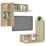 4-teiliges Wohnzimmermöbel-Set aus Sonoma-Eiche von vidaXL, TV-Möbel - Ref: Foro24-3079004, Preis: 167,85 €, Rabatt: %