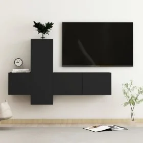 3-teiliges TV-Wohnzimmermöbelset aus schwarzem Holzwerkstoff von vidaXL, TV-Möbel - Ref: Foro24-3078759, Preis: 115,46 €, Rab...