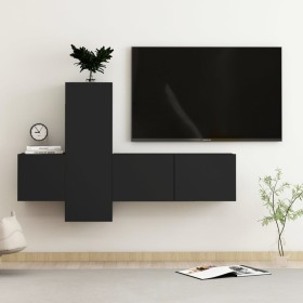 Set de muebles de salón TV 3 piezas madera ingeniería negro de vidaXL, Muebles TV - Ref: Foro24-3078759, Precio: 114,66 €, De...