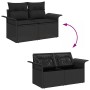 Conjunto de sofá de jardín con cojín 7 pcs Negro Poliratán