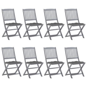 8 pcs folding garden chairs and solid acacia wood cushions by vidaXL, Garden chairs - Ref: Foro24-3078306, Price: 404,55 €, D...