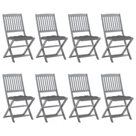 8 pcs folding garden chairs and solid acacia wood cushions by vidaXL, Garden chairs - Ref: Foro24-3078306, Price: 398,27 €, D...