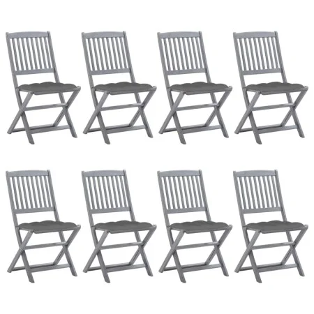 8 pcs folding garden chairs and solid acacia wood cushions by vidaXL, Garden chairs - Ref: Foro24-3078306, Price: 399,15 €, D...