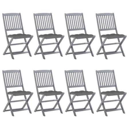 8 Stück klappbare Gartenstühle und Kissen aus massivem Akazienholz von vidaXL, Gartenstühle - Ref: Foro24-3078306, Preis: 404...