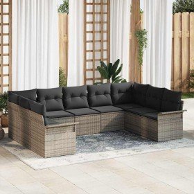 Conjunto de sofá de jardín 9 pcs Gris ratán sintético en Conjuntos de jardín | Comprar online en Foro24