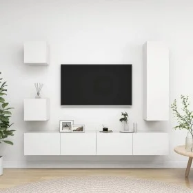 5-teiliges TV-Wohnzimmermöbelset aus weißem Holzwerkstoff von vidaXL, TV-Möbel - Ref: Foro24-3078697, Preis: 209,90 €, Rabatt: %