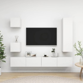 5-teiliges TV-Wohnzimmermöbelset aus weißem Holzwerkstoff von vidaXL, TV-Möbel - Ref: Foro24-3078697, Preis: 203,62 €, Rabatt: %