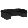 Conjunto de sofá de jardín con cojín 9 pcs Negro Poliratán