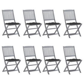 Folding garden chairs 8 units and solid acacia wood cushions by vidaXL, Garden chairs - Ref: Foro24-3078305, Price: 404,55 €,...