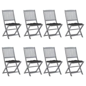 Folding garden chairs 8 units and solid acacia wood cushions by vidaXL, Garden chairs - Ref: Foro24-3078305, Price: 398,27 €,...