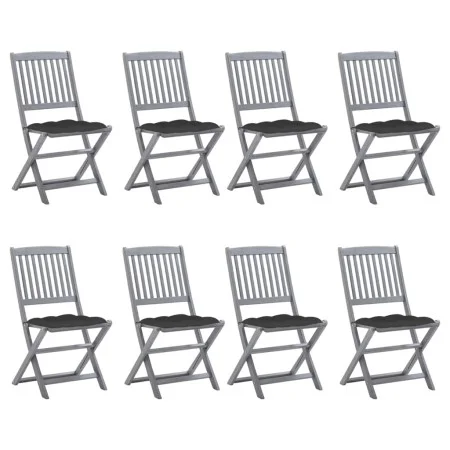 Folding garden chairs 8 units and solid acacia wood cushions by vidaXL, Garden chairs - Ref: Foro24-3078305, Price: 398,27 €,...