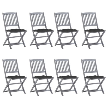 Klappbare Gartenstühle 8-teilig und Kissen aus massivem Akazienholz von vidaXL, Gartenstühle - Ref: Foro24-3078305, Preis: 40...