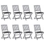 Folding garden chairs 8 units and solid acacia wood cushions by vidaXL, Garden chairs - Ref: Foro24-3078305, Price: 405,05 €,...