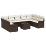 Conjunto de sofá de jardín con cojín 10 pcs Gris Poliratán