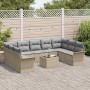 Conjunto de sofá de jardín con cojín 10 pcs Negro Poliratán
