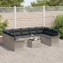 Conjunto de sofá de jardín con cojín 10 pcs Gris Poliratán