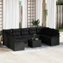 Conjunto de sofá de jardín con cojín 10 pcs Beige Poliratán
