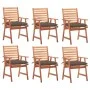 Garden dining chairs and cushions 6 pcs solid acacia wood by vidaXL, Garden chairs - Ref: Foro24-3078370, Price: 404,62 €, Di...