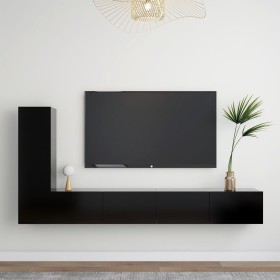 3-teiliges TV-Wohnzimmermöbelset aus schwarzem Holzwerkstoff von vidaXL, TV-Möbel - Ref: Foro24-3078780, Preis: 190,44 €, Rab...