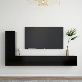 Set de muebles de salón TV 3 pzas madera de ingeniería negro de vidaXL, Muebles TV - Ref: Foro24-3078780, Precio: 191,07 €, D...