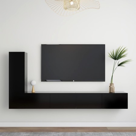 Set de muebles de salón TV 3 pzas madera de ingeniería negro de vidaXL, Muebles TV - Ref: Foro24-3078780, Precio: 197,33 €
