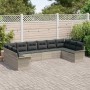 Conjunto de sofá de jardín 10 pcs Gris Claro Poliratán