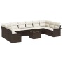 Conjunto de sofá de jardín con cojín 11 pcs Gris Poliratán