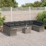 Conjunto de sofá de jardín con cojín 11 pcs Negro Poliratán
