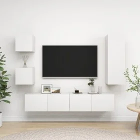 5-teiliges TV-Wohnzimmermöbelset aus weißem Holzwerkstoff von vidaXL, TV-Möbel - Ref: Foro24-3078696, Preis: 191,03 €, Rabatt: %